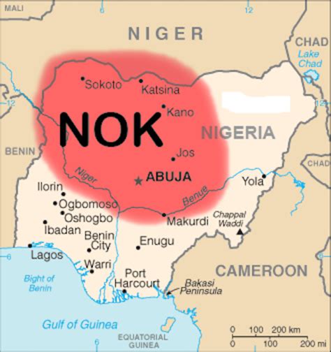 location of nok on the map of nigeria